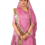 Lavender Bamber Satin Aari Salma Work Poshak Set (Unstitched) | Pure Georgette Odhna | Jaipurio Ethnic Wear